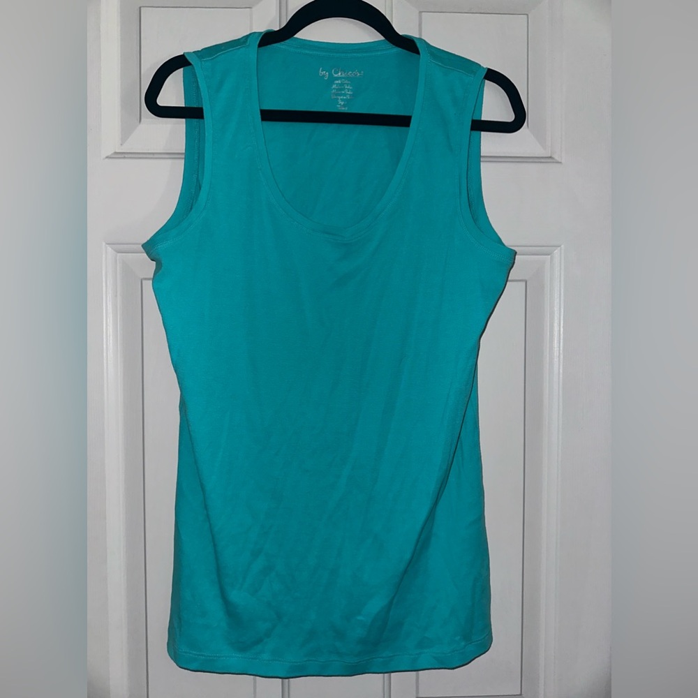 Women’s CHICO’S Blue Cotton Stretch Tank Top, Size 2 (Large/12)